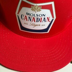 Retro looking Molson Canadian red trucker baseball hat